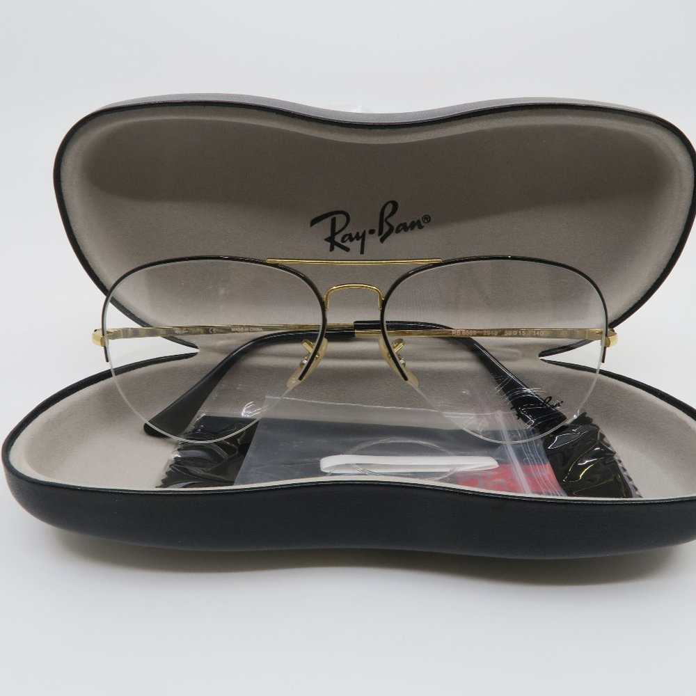Ray-Ban Gold & Black RB 6589 2946 Semi Rimless New - Picture 1 of 8